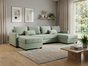 Coltar extensibil in forma de U VENORIA, verde deschis, 285x146 cm + 2 perne GRATUIT