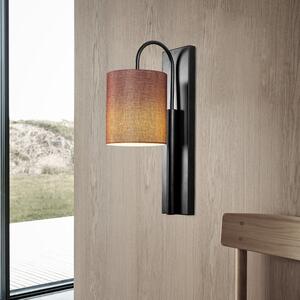 Lampa de perete Baston-3462, negru/maro, metal/material textil, 14x20x