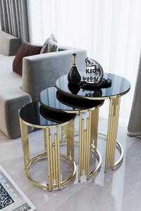 Set Masute de cafea cu 3 piese Orlando, auriu-MobMax