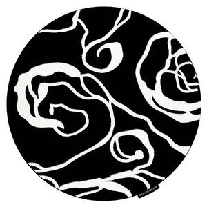 Covor HAMPTON Rosa cerc trandafir, flori negru