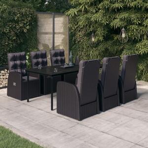 Set de mobilier pentru grădină, cu perne, 7 piese, negru