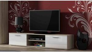 Comoda TV Soho, stejar sonoma/alb, PAL/MDF lucios, 180x43x37 cm