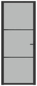 Ușă de interior, 83x201,5 cm, sticlă neagră mată și aluminiu