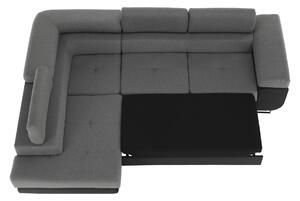 KONDELA Canapea cu pliere pe colţ, negru/gri, stânga, GELAN NEW