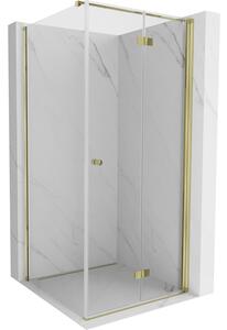 Cabină de duș pliabilă Mexen Mist-F T cu 1 canat, dreapta, 120 x 120 cm, sticlă transparentă, profil auriu lucios, 8A6T-120-120-50-00-P