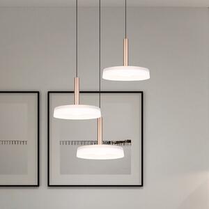 Trio Lighting Lampă suspendată LED Celeste, alb/maro, Ø 35 cm 3 becuri din sticlă dim, reglabil, Alb, Camera de zi / sufragerie, Sticlă, Modern