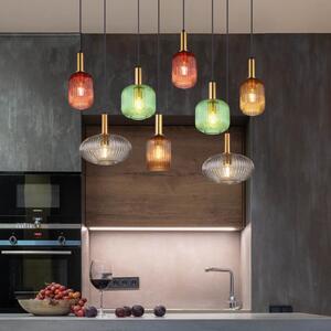 Globo Lampă suspendată Normy, lungime 125 cm, colorată, sticlă, 8 becuri., reglabil, Multicolor, Camera de zi / sufragerie, Sticlă