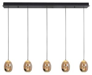HighLight Lampă suspendată Golden Egg, chihlimbar / aur, lungime 107 cm, 5 becuri, reglabil, Auriu / Alamă, Camera de zi / sufragerie, Metal, Modern
