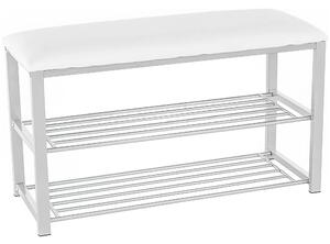 Pantofar LANGELLA, alb/crom, stofa clasica/metal, 81x31x49 cm