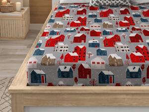 Cearsaf din microfibra WINTER COTTAGE gri 90x200 cm