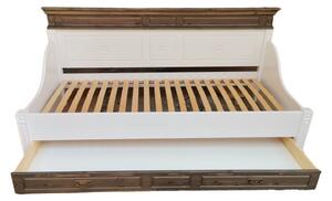 Divan Home Affaire, cu somiera si sertar, lemn masiv, alb/ maro, 90 x 200 cm