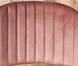 Scaun tapitat K499, roz/auriu, stofa catifelata, 47x56x85 cm
