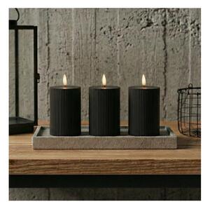 Set de 3 lumânări LED BRILLO, 12,5 cm, negre, alimentate cu 2x AA, cu telecomandă