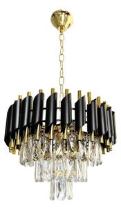 Lustră pe lanț CRISTAL 5xE14/40W/230V auriu/negru