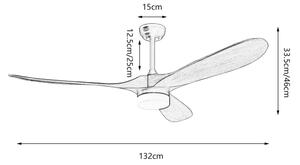 ZEVENTI - Ventilator de tavan LED GINOSA LED/18W/230V Wi-Fi Tuya negru/stejar + telecomandă