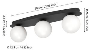 Eglo 902092 - Plafonieră LED pentru baie CASTROVIDO 3xG9/4,2W/230V IP44 neagră