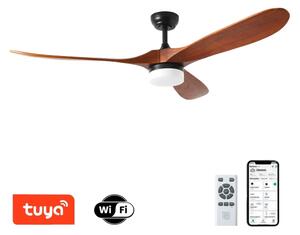 ZEVENTI - Ventilator de tavan LED GINOSA LED/18W/230V Wi-Fi Tuya negru/stejar + telecomandă