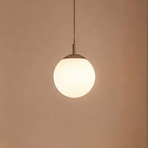 Paul Neuhaus Lampă suspendată Bolo, abajur din sticlă, Ø 25 cm, reglabil, Alb, Camera de zi / sufragerie, Sticlă, glob