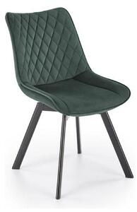 Scaun tapitat K520, verde/negru, stofa catifelata, 45x63x80 cm