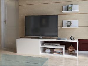 Set comoda Tv si 2 rafturi Zeplin, alb, PAL melaminat, 120x29x30 cm