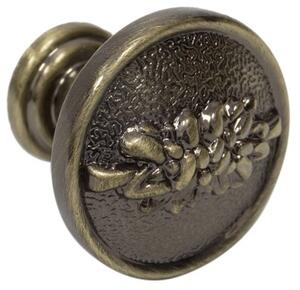 Buton metalic pentru mobilier, model SAFIRA, Ø 27.5x23.5 mm, antic auriu