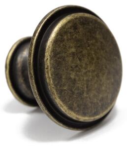 Buton metalic pentru mobilier model Ronda, Ø 28x20.5 mm, antic auriu / gri antic