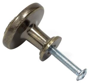Buton metalic pentru mobilier, model SAFIRA, Ø 27.5x23.5 mm, antic auriu