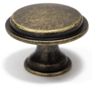 Buton metalic pentru mobilier model Ronda, Ø 28x20.5 mm, antic auriu / gri antic
