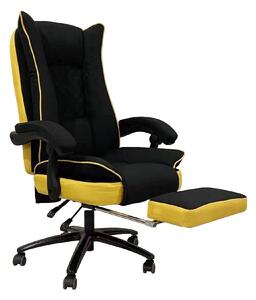 Scaun gaming rotativ Arka Chairs B67 Textil negru galben cu suport picioare