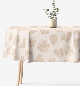 Goldea față de masă 100% bumbac - frunze tropicale pe bej - ovală 140 x 240 cm