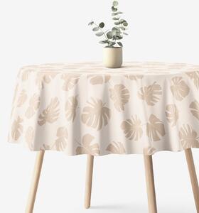 Goldea față de masă 100% bumbac - frunze tropicale pe bej - rotundă Ø 120 cm