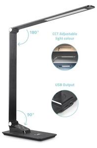 Lampă LED dimabilă de masă cu USB LED/7W/230V 3000K/4000K/5500K negru
