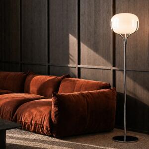 Lucande Lampadar Christo, înălțime 160 cm, crom/alb, sticlă, Alb, Camera de zi / sufragerie, Sticlă, Design