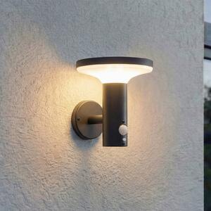 PRIOS Lampa de perete solară cu LED Kalen, 17 cm, negru, senzor, Negru, Metal, Modern