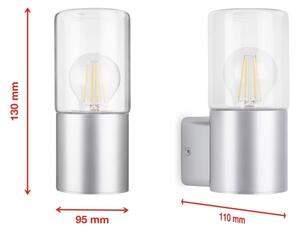 Aplică de exterior Briloner 320504TF 1xE27/12W/230V IP44 argintiu