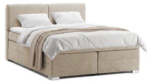Pat Boxspring Charlotte, cu ladă de depozitare, saltea și topper incluse, Bej-Enjoy / 140x200