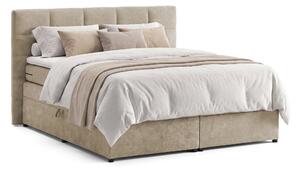 Pat Boxspring Gibson, cu ladă de depozitare, saltea și topper incluse, Bej-Enjoy / 140x200