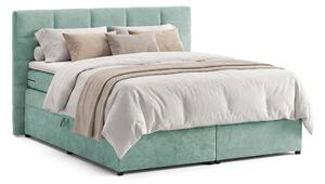 Pat Boxspring Gibson, cu ladă de depozitare, saltea și topper incluse, Menta-Enjoy / 140x200