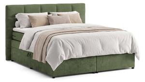 Pat Boxspring Gibson, cu ladă de depozitare, saltea și topper incluse, Verde-Enjoy / 140x200