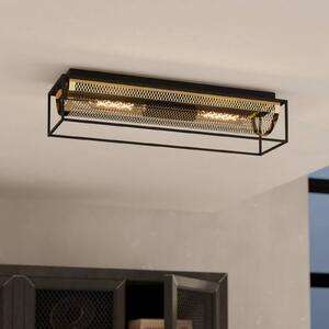 EGLO Plafonieră Nohales, lungime 64 cm, negru/zahăr, 2 lumini., reglabil, Negru, Camera de zi / sufragerie, Metal, Design industrial