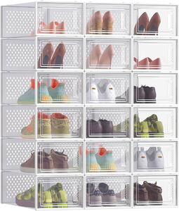 Organizator pentru pantofi MARI, 18 compartimente, transparent/albă SongmicsHome