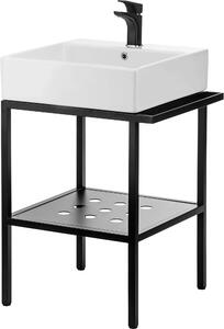 Deante Temisto, chiuveta blat 50x40 cm + suport in picioare, alb-negru, CDTS6U4S