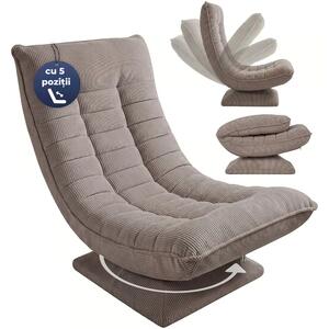 Șezlong ABERDEEN CORD, husă striată, 87×60×105 cm, gri-maro (taupe) Casaria