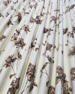 Draperie culoare ivoire cu model floral maro inchis, croita cu rejansa, by Seredesign