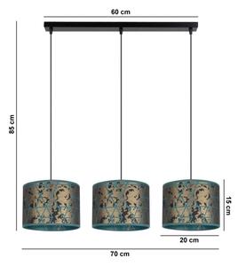 Lustră pe cablu REZO 3xE27/60W/230V aurie/turcoaz