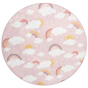 Covor pentru copii roz lavabil ø100 cm Rainbow World – Mila Home