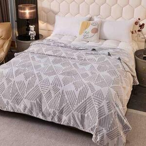 Patura cocolino subtire, 200x230 cm, model geometric gri