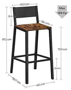 Scaun de bar, Vasagle, Negru , 43.1x50.7x97.2 cm
