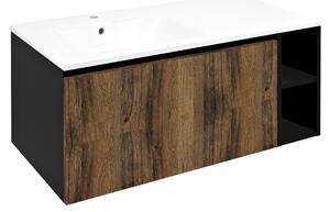 Sapho Sapho, dulap LOREA cu chiuveta 101x46x51,5cm (80+20cm), stanga, stejar collingwood/negru mat, LE080-1935-L-03