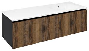 Sapho Sapho, dulap LOREA cu chiuveta 141x46x51,5cm (70+70cm), dreapta, stejar collingwood/negru mat, LE070-1935-R-06
